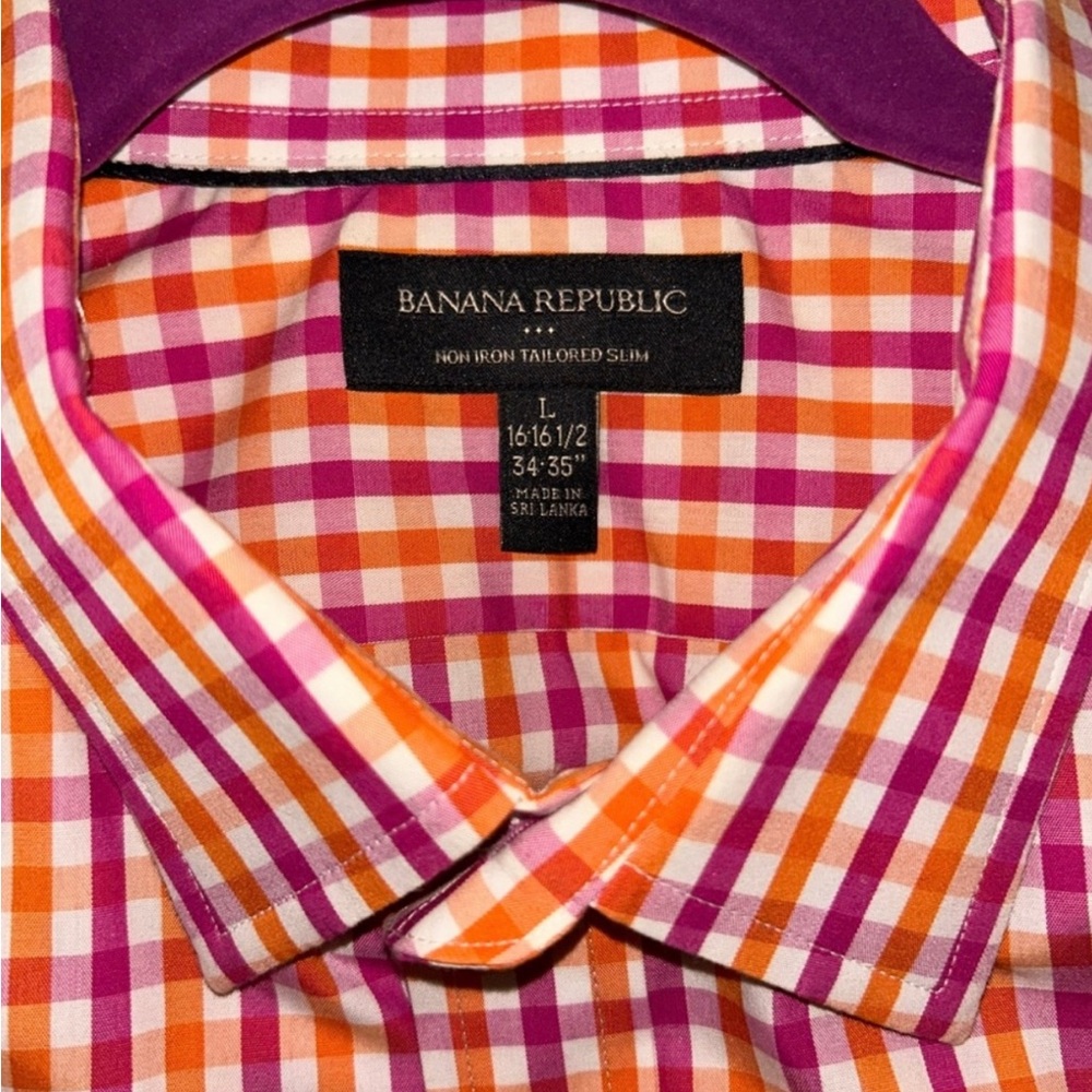 Banana Republic Casual Button Down Shirt in Orange and Yellow Soze Large 16-16.5 - Picture 2 of 5